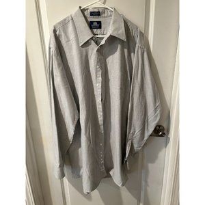 Stafford Travel Wrinkle-Free Oxford X-Tall Fit Blue Dress Shirt, 18-1/2, 37/38